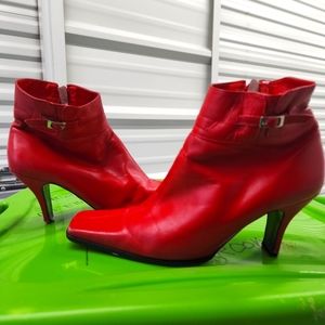 Red Leather Booties